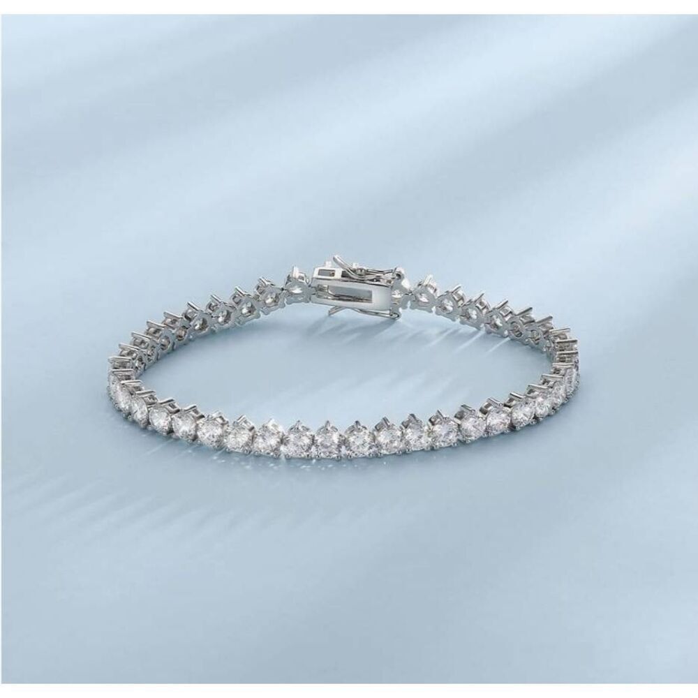 Gorgeous 10 Carat Genuine Diamond Simulant Round Cut Tennis Bracelet